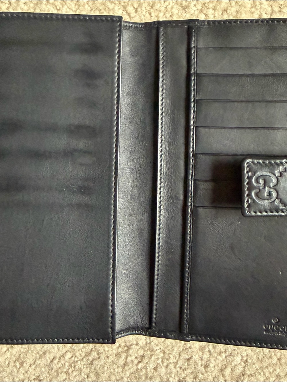 Gucci Black GG Embossed Leather Long Wallet w/Unbranded Gold Chain to use as WOC - Picture 7 of 11
